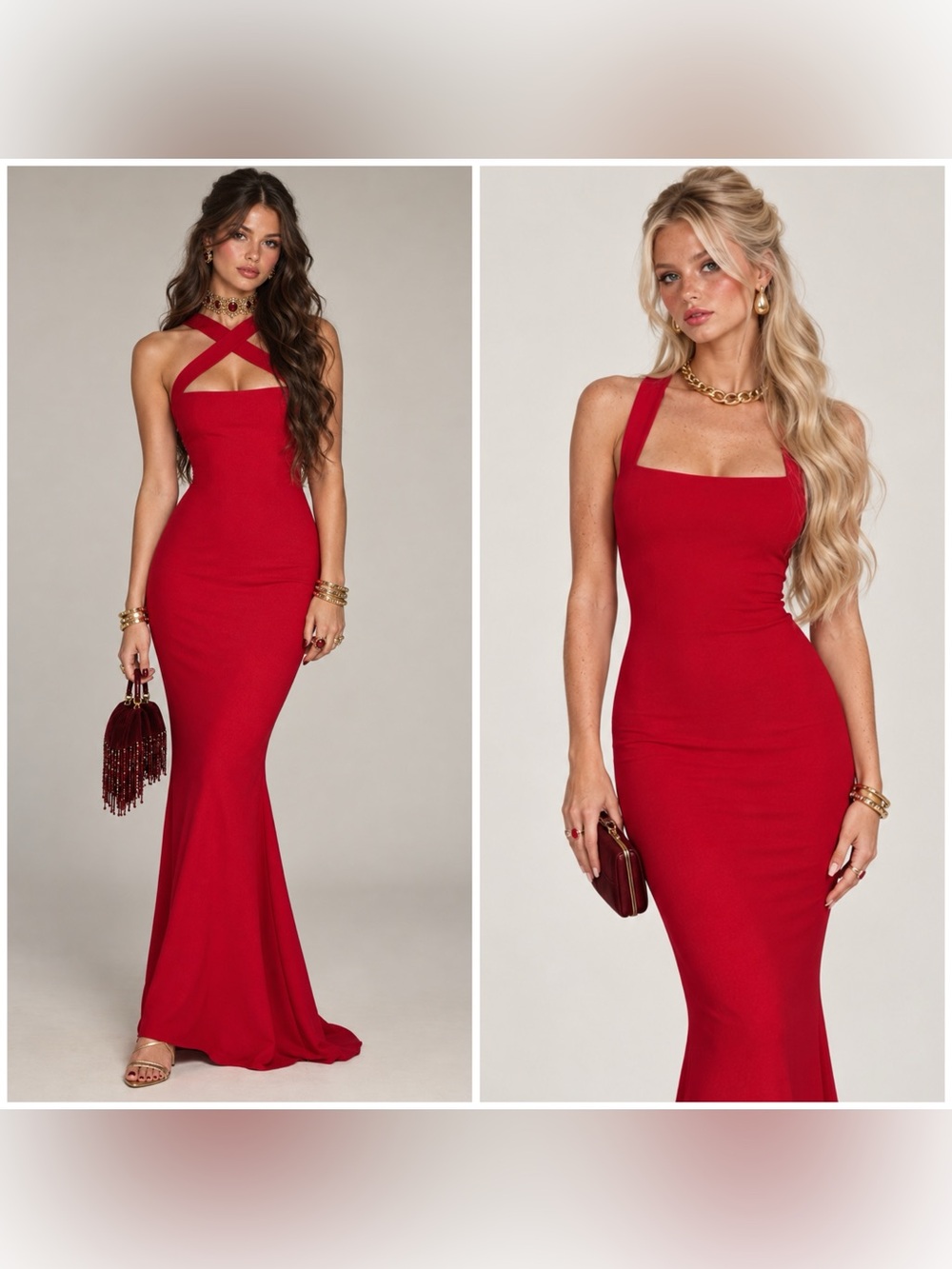 Nookie Viva 2 Way Gown Cherry Scuba Crepe Maxi Womens Small $330